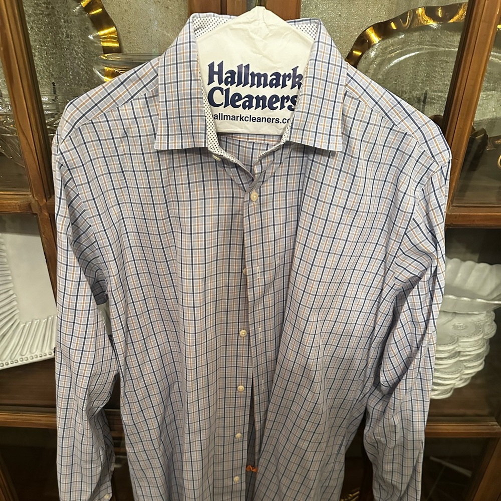 Ben Sherman medium men’s button down shirt: blue, light blue, brown check